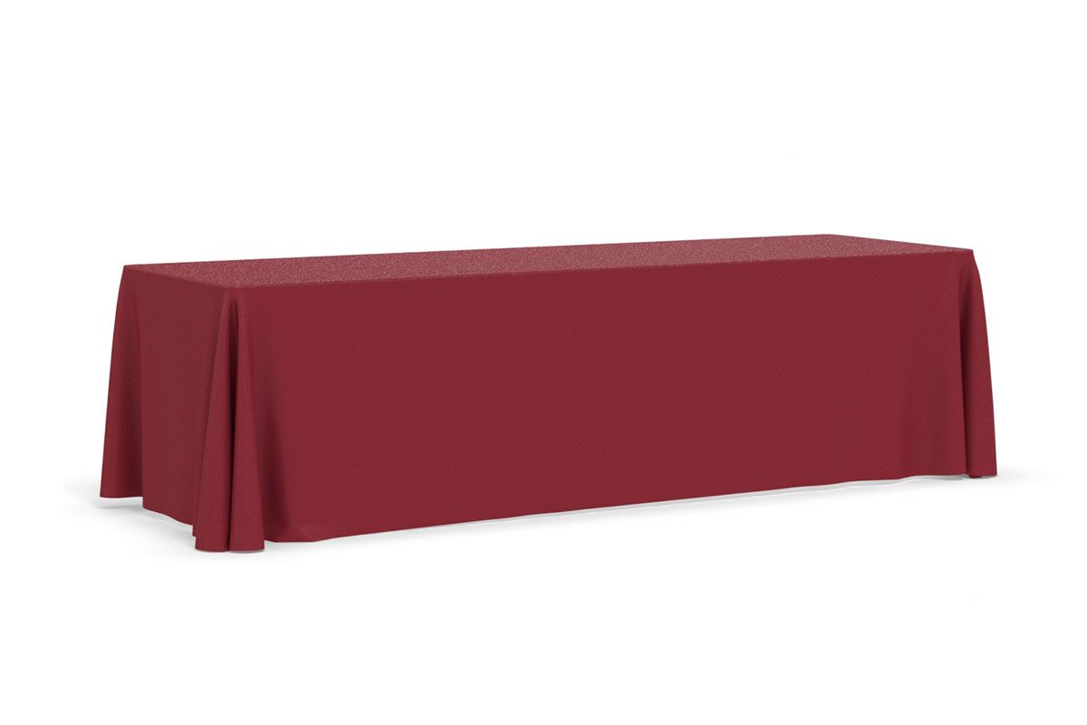 FabriCover - 3-Sided 8' Table in Burgundy (PMS 202) Fabric