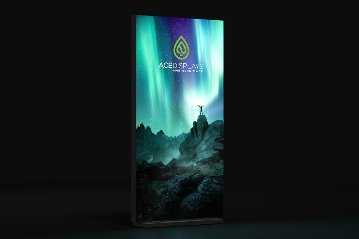 Lumos Banner Stand - 40"w x 80"h - Front Graphic with Back Reflector Fabric Panel