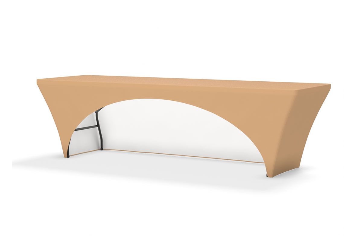 Tru-Fit Table Cover - 3-Sided 8' Table in Beige (PMS 728) Fabric