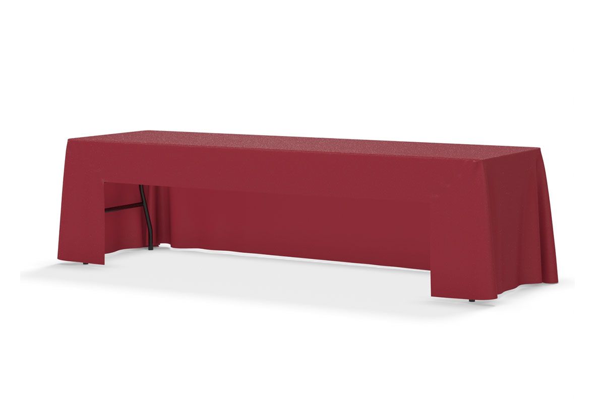 FabriCover - 3-Sided 8' Table in Burgundy (PMS 202) Fabric